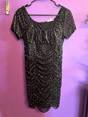 Black Floral Ruched Dress